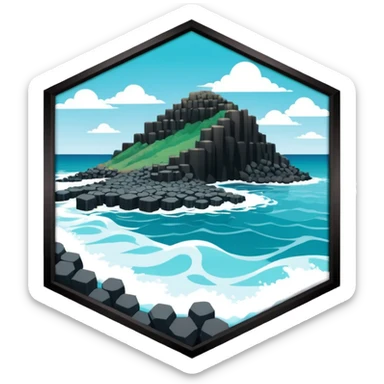 giant's causeway in northern ireland it has hexagonal rock pillars set against the ocean add more ocean sticker