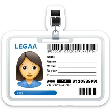 ID card with a barcode and numbers, symbolizing a legal entity registration sticker