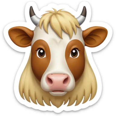 cow with long blonde hair sticker