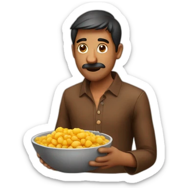 Indian man eating suspicious brown substance sticker