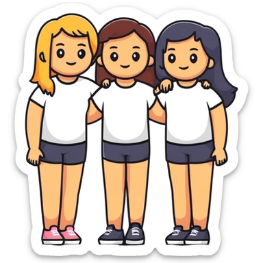 Four diverse female best friends posing together sticker