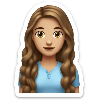 Girl with brown hair blue eyes, medium tanned skin. Quite long hair. A few freckles. Earrings. Perfectly shaped eyebrows sticker