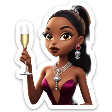 elegant girl with wine glass sticker