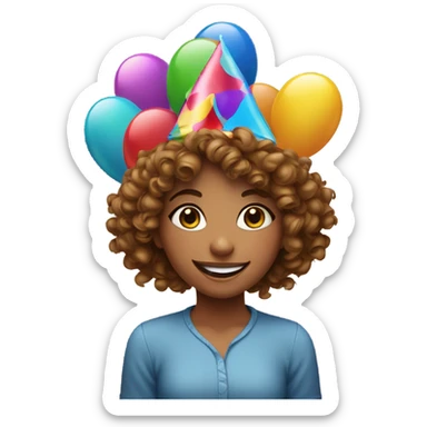 Happy birthday girl curly hair sticker