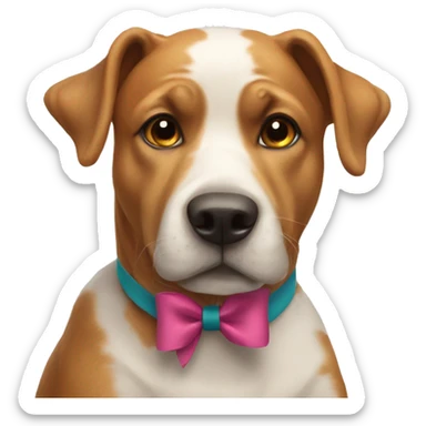 a dog with a bow on his head sticker