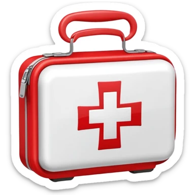 First aid kit with a red cross sticker
