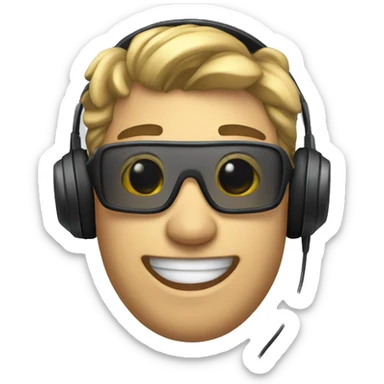 gamer with headset smiling sticker