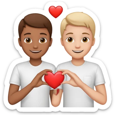 Создай очень счатливых 24 учиников показывающих сердечко в белой рубашке sticker