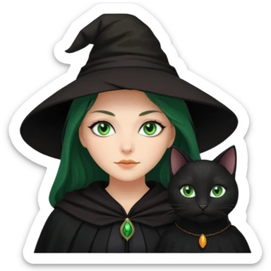 Witch with cat companion sticker
