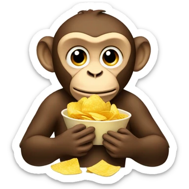 monkey eating chips sticker