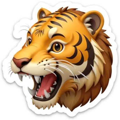 A stylized saber-toothed tiger, long curved white fangs, game-ready character. sticker