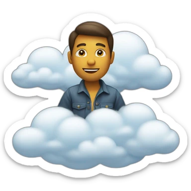 person with his hands on his hips riding a cloud (behind angle) sticker
