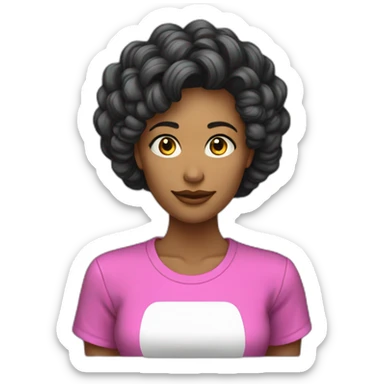 mujer pelo corto semiondulado camiseta con logo 4tech sticker