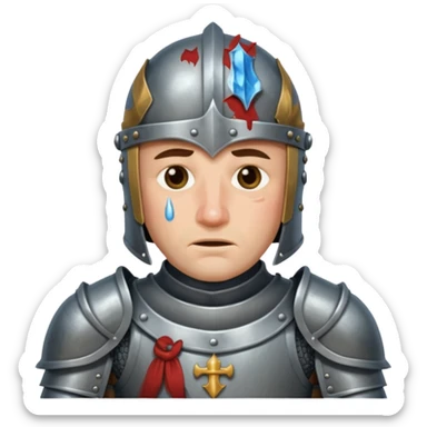 Orta çağdan şövalye ama gözünden yaş akıyor ve zırhı demirden sticker