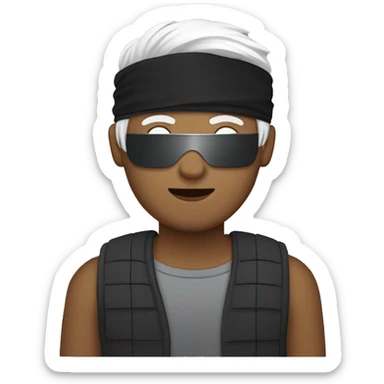 guy with black blindfold  and white hair￼ sticker