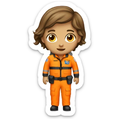 search an rescue personnel orange uniform sticker