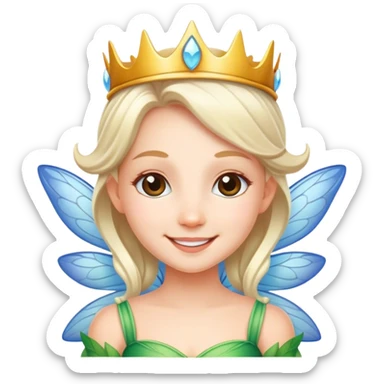 Cute smiling fairy queen with white outline sticker