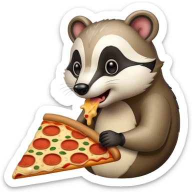 badger eating pizza  sticker