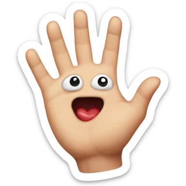 Emoji with heart eyes in a human body, making a heart from his hand sticker