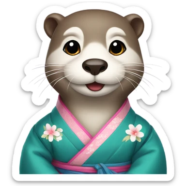 a otter face wearing traditional korean hanbok sticker