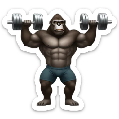 Very buff Gorilla lifting weights gym sticker