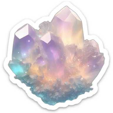 Sparkly glossy Pastel whitish iridescent glass nebula glass crystal cluster sticker