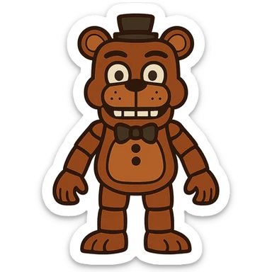 flat toon style animatronic bear inspired by Five Nights at Freddy's sticker