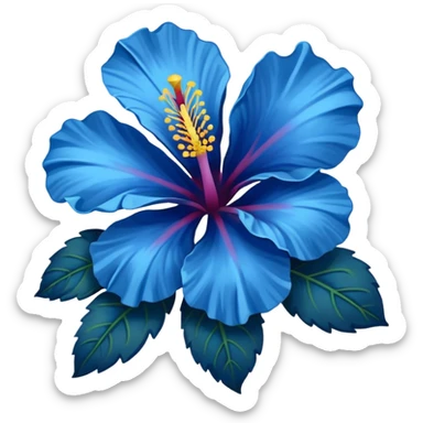blue hibiscus flower gold center sticker