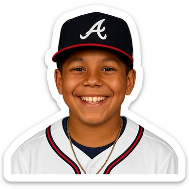 Transform the portrait into a grinning boy wearing a cap, keeping the same style and pose, with a transparent background. The boy should have a friendly, cheerful expression. sticker