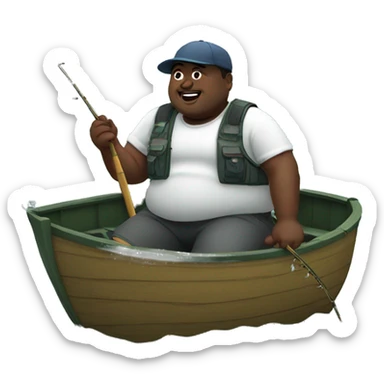 Fat black man fishing sticker