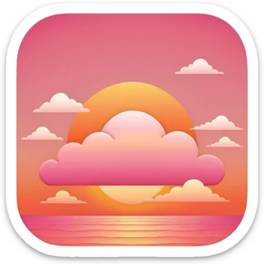 sunrise over horizon, warm orange and pink sky, minimal clouds sticker
