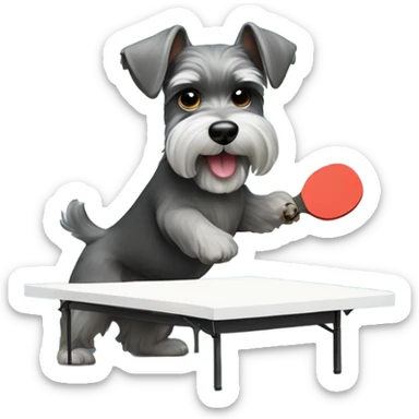 Miniature schnauzer playing ping pong sticker