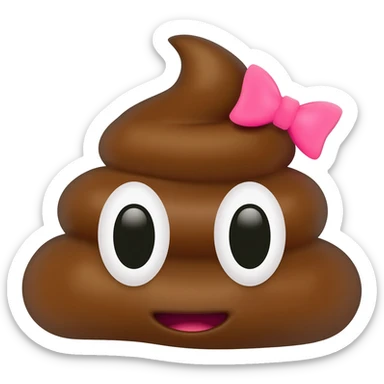 Pink bow on the shit with eyes and mouth sticker