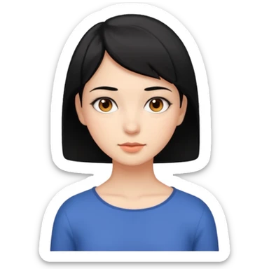 Girl with very shortcut black hair , brown eyes sticker