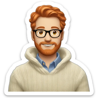 red hair white men with glasses and beard and a ralph lauren sweater sticker