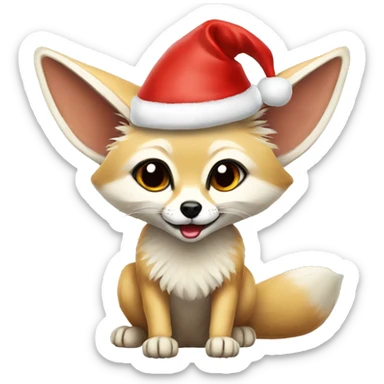 Fennec fox wearing santa hat sticker