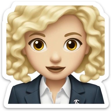 blonde girl blue eyes with chanel blazer sticker