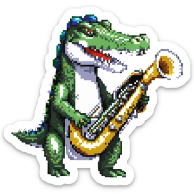 crocodile playing a bombardino euphonium sticker