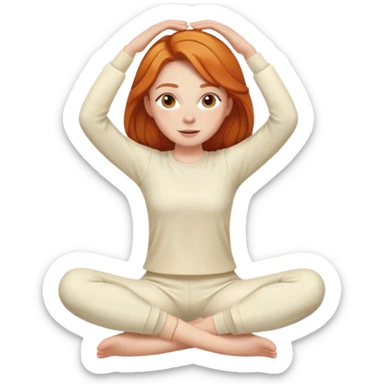 Ginger gym girl middle part hair stretching cream outfit sitting sticker