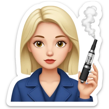 a weman holding a vape sticker