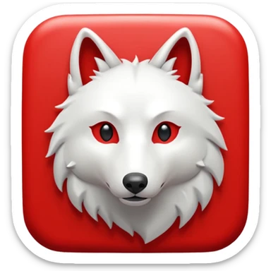 A bold white capital letter C with a small white wolf head icon above it, inside a red rounded square, emoji style, flat design, shiny light reflection, same style as 🅱️ emoji, transparent background. sticker