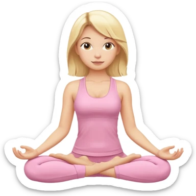 blonde yoga girl light pink clothes n sticker