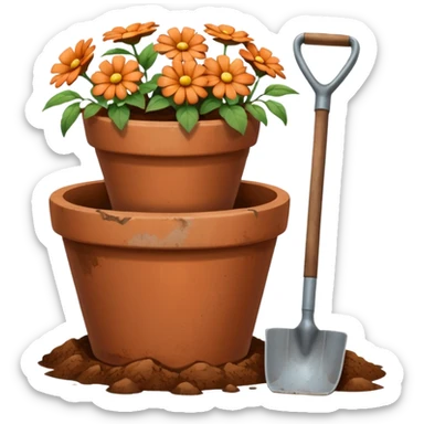 flower pot and shovel sticker