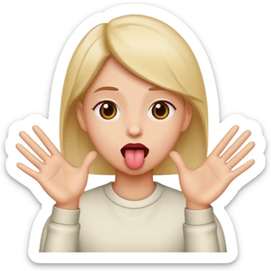 Tongue out with hands to the side sticker