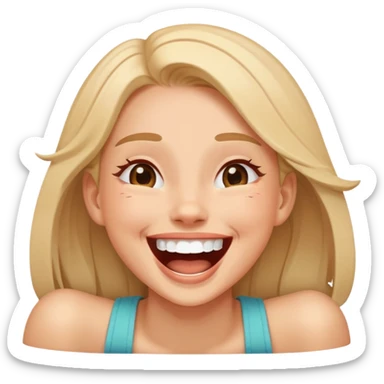Girl laughing so hard she is on the ground sticker