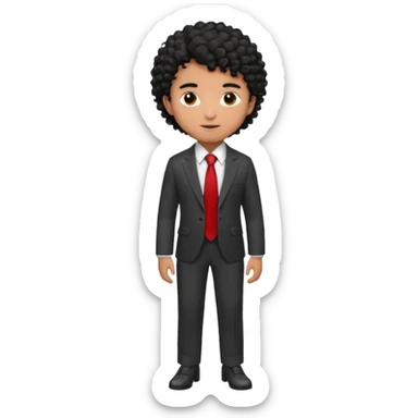 Young man, brown skin, black curly hair, tailored trousers, suit jacket, and tie, portrait

 sticker