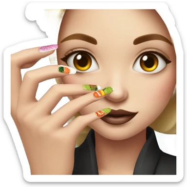 Girl with Nails and Sushi  sticker