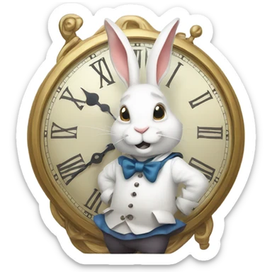 Alice in wonderland white rabbit late clock sticker