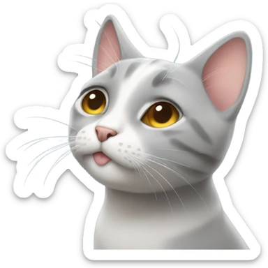 Cat gray eyes blowing out kiss  sticker