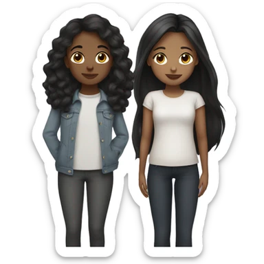 two girls light girls with dark hair kissing sticker